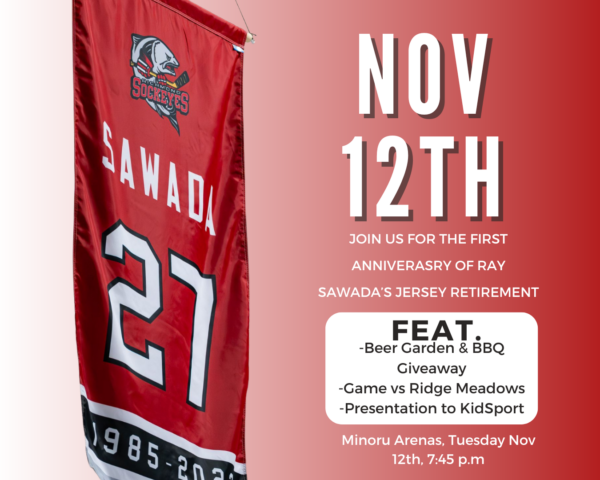 Ray Sawada 1 Year Jersey Retirement